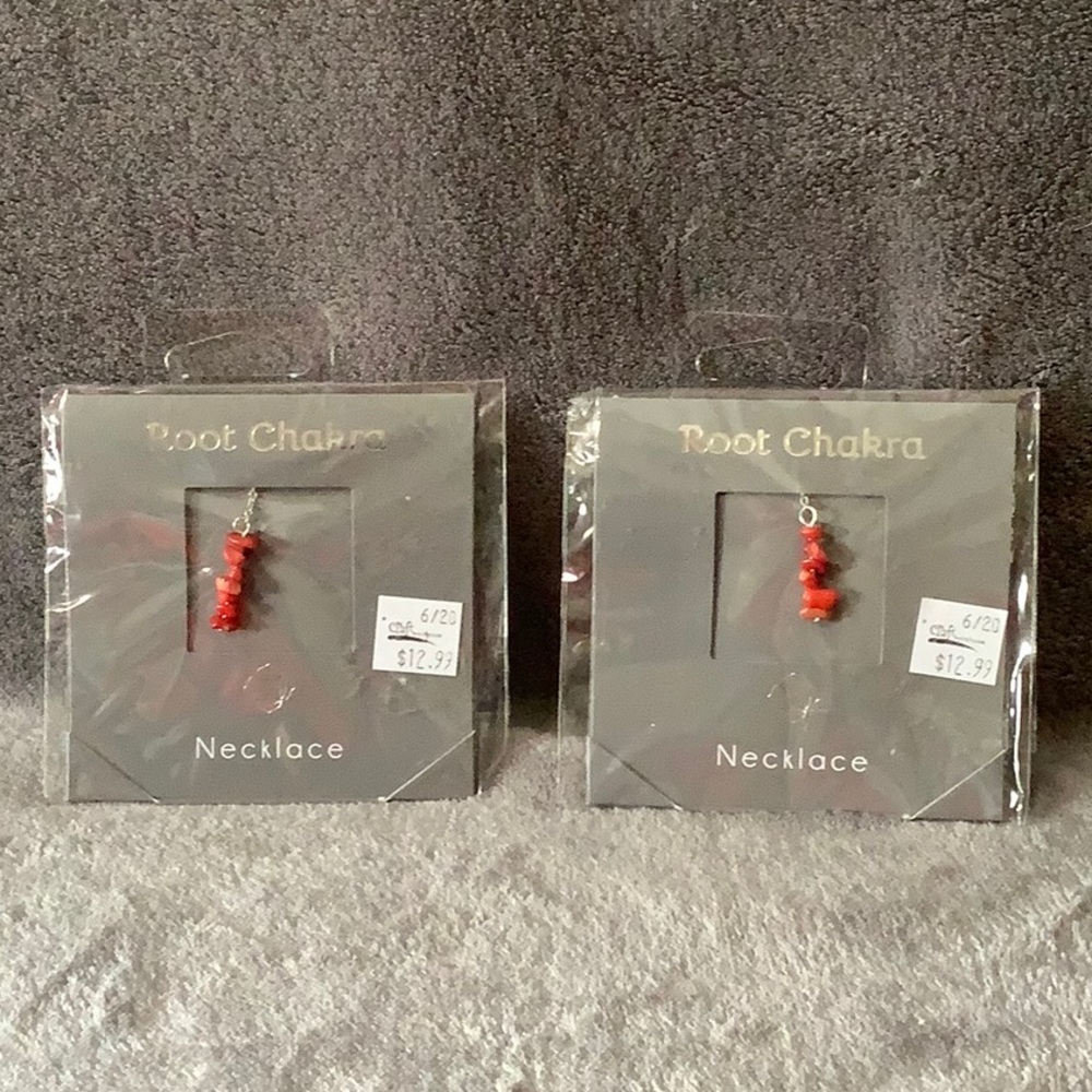 NWT set of 2 root chakra necklaces